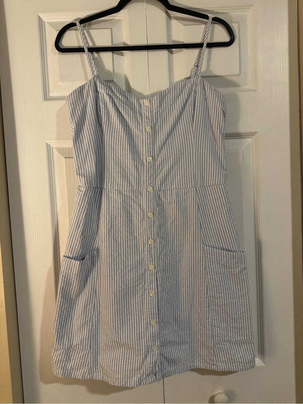 Abercrombie & Fitch Blue & White Seersucker Stripe Sundress – XL